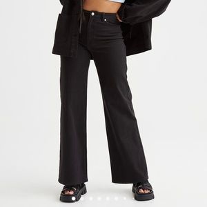 Wide leg high waisted black jeans